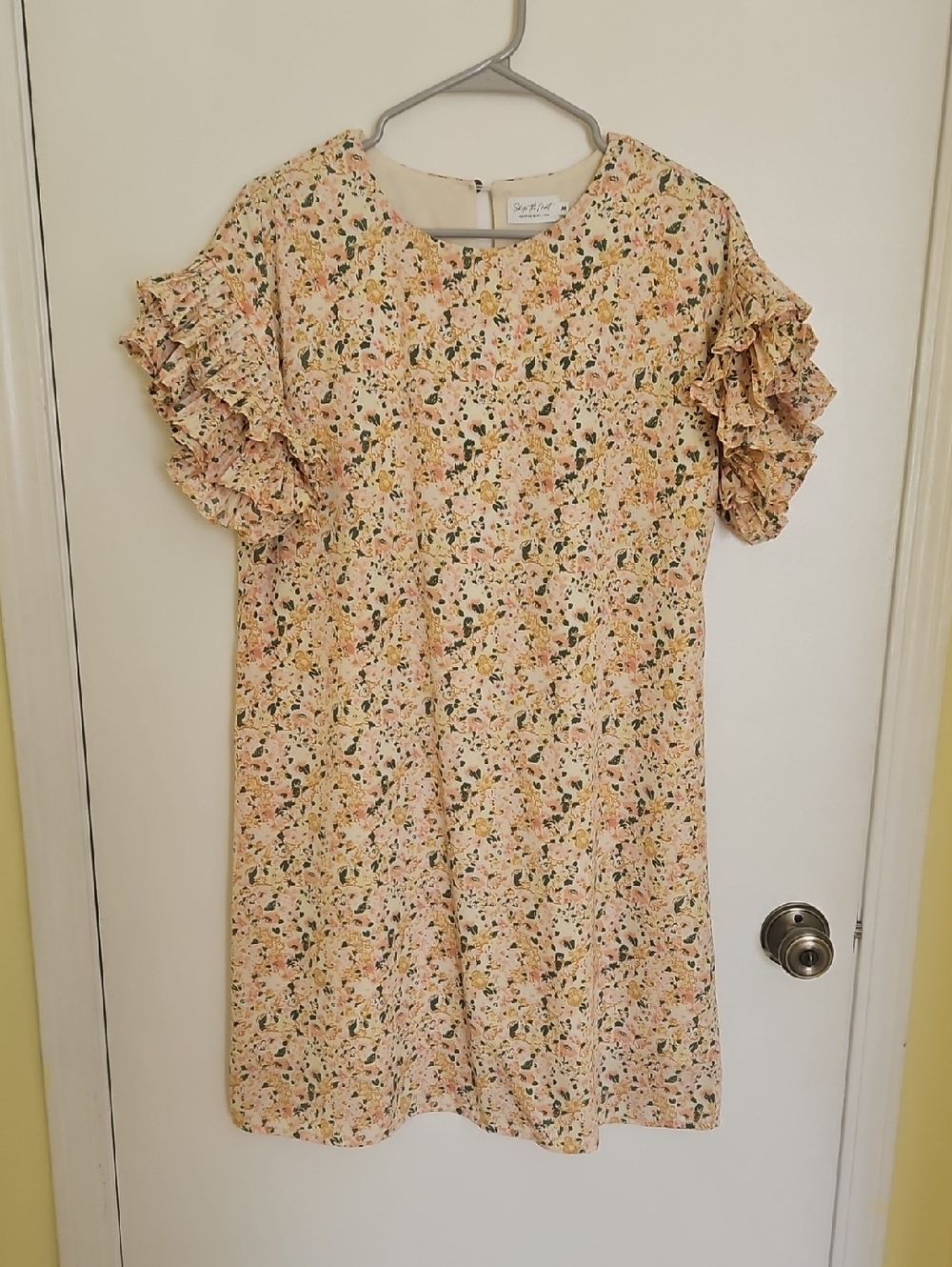 Ruffled Short Sleeve Mini Dress - Pink Floral